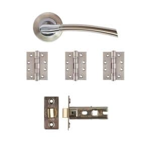 Hera Latch Kit Satin Nickel Chrome Finish - Deanta Doors