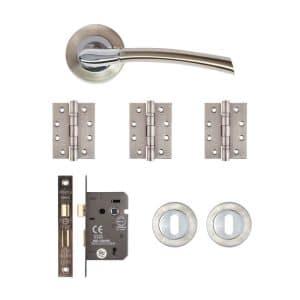 Hera Mortice Kit Satin Nickel Chrome Finish - Deanta Doors