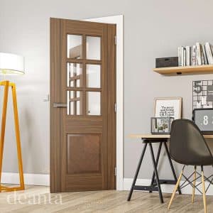 Kensington Prefinished Walnut Bevelled Glaze Internal Door FSC - Deanta Doors