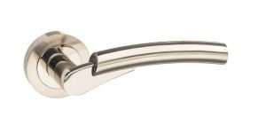 Mediterranean Messina Lever on Round Rose - Satin Nickel/Polished Nickel