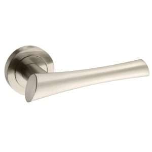 Mediterranean Corsica Lever on Round Rose - Satin Nickel