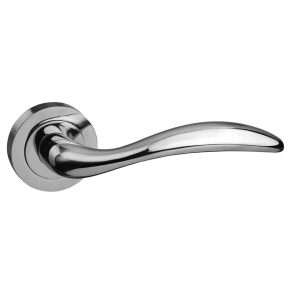 Mediterranean Ancon Lever on Round Rose - Polished Chrome