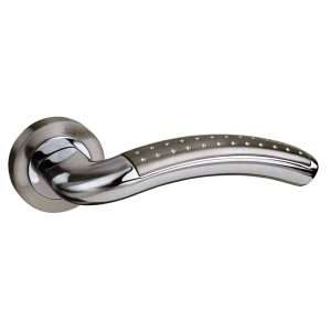 Mediterranean Monaco Lever on Round Rose - Satin Nickel/Polished Chrome