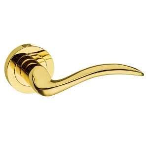 Mediterranean Valencia Lever on Round Rose - Polished Brass