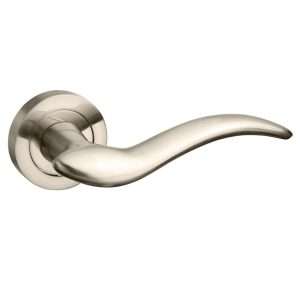 Mediterranean Barcelona Lever on Round Rose - Satin Nickel