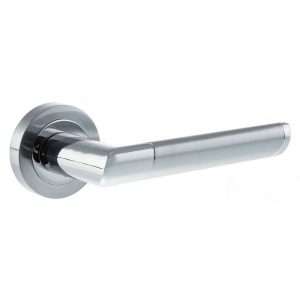 Mediterranean Santorini Lever on Round Rose - Satin Chrome/Polished Chrome