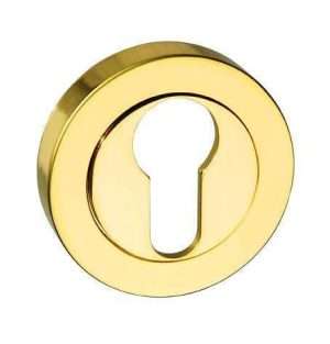 Mediterranean Euro Escutcheon on Round Rose - Polished Brass