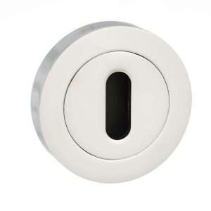 Mediterranean Key Escutcheon on Round Rose - Polished Chrome