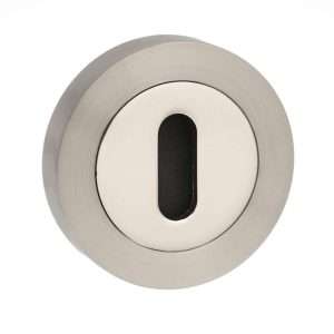 STATUS Key Escutcheon on Round Rose - Satin Nickel/Nickel Plate