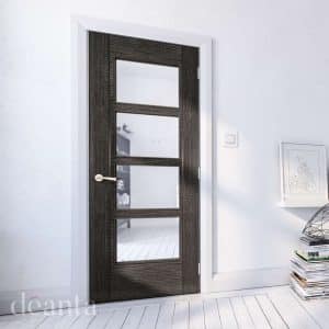 Montreal Dark Grey Ash Glazed FD30 Internal Door FSC - Deanta Doors