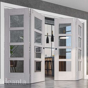 Montreal Light Grey Ash Glazed FD30 Internal Door FSC - Deanta Doors