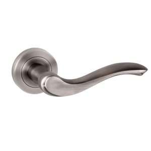 Old English Warwick Lever on Round Rose - Matt Gun Metal