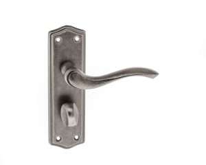 Old English Warwick WC Lever on Backplate **for use with sashlock only** - Distressed Silver