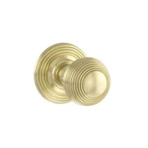 Old English Ripon Solid Brass Reeded Mortice Knob on Concealed Fix Rose - Polished Brass