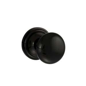 Old English Harrogate Solid Brass Mushroom Mortice Knob on Concealed Fix Rose - Black Nickel