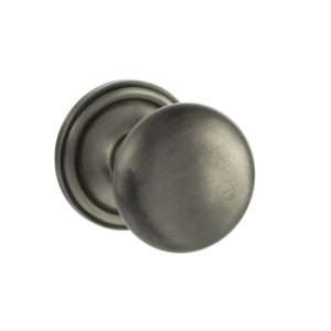 Old English Harrogate Solid Brass Mushroom Mortice Knob on Concealed Fix Rose - Matt Gun Metal