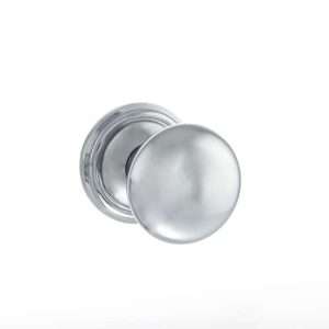 Old English Harrogate Solid Brass Mushroom Mortice Knob on Concealed Fix Rose - Polished Chrome