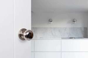 Old English Harrogate Solid Brass Mushroom Mortice Knob on Concealed Fix Rose - Polished Chrome