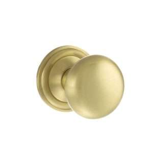 Old English Harrogate Solid Brass Mushroom Mortice Knob on Concealed Fix Rose - Satin Brass