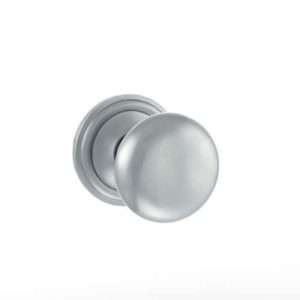 Old English Harrogate Solid Brass Mushroom Mortice Knob on Concealed Fix Rose - Satin Chrome