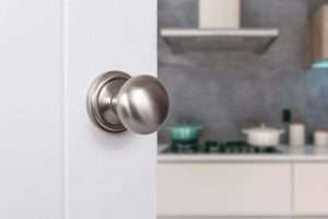 Old English Harrogate Solid Brass Mushroom Mortice Knob on Concealed Fix Rose - Satin Nickel