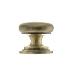 Old English Lincoln Solid Brass Victorian Knob 38mm on Concealed Fix - Antique Brass