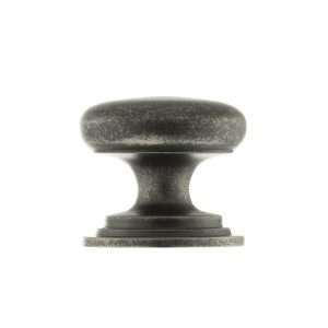 Old English Lincoln Solid Brass Victorian Knob 38mm on Concealed Fix - Distressed Silver