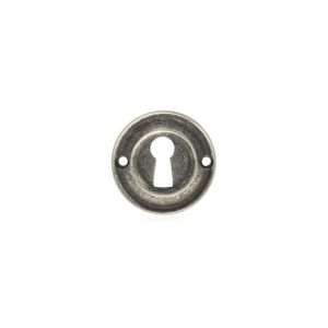 Old English Solid Brass Open Key Hole Escutcheon - Distressed Silver