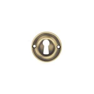 Old English Solid Brass Open Key Hole Escutcheon - Matt Antique Brass