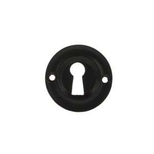 Old English Solid Brass Open Key Hole Escutcheon - Matt Black