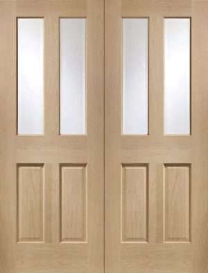 Internal Oak Malton Pair Door with Clear Bevelled Glass - XL Joinery Doors