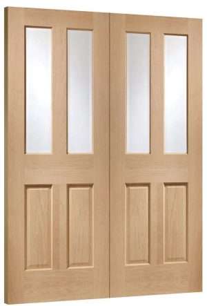 Internal Oak Malton Pair Door with Clear Bevelled Glass - XL Joinery Doors