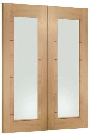 Palermo Internal Oak Rebated Door Pair with Clear Glass -XL Joinery Doors