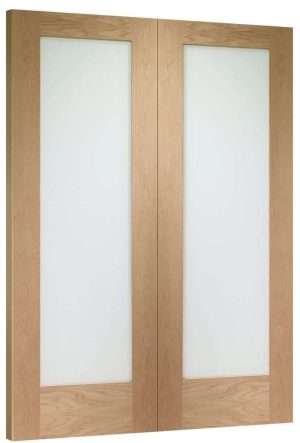 Internal Oak Pattern 10 Door Pair with Obscure Glass - XL Joinery Doors