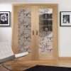 Internal Oak Suffolk Pattern 10 Pair Door with Clear Etched Glass - XL Joinery Doors - Image 3