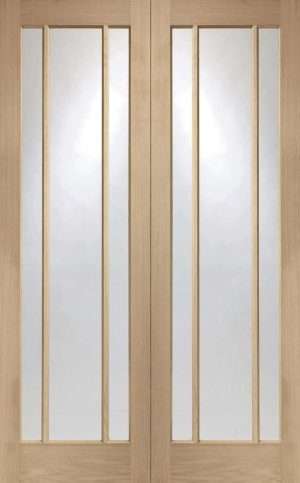 Internal Oak Worcester Pair Door with Clear Glass - XL Joinery Doors