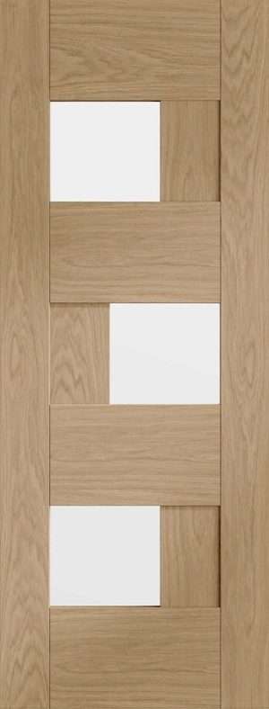 Internal Oak Pre-Finished Perugia Door with Clear Glass - XL Joinery Doors