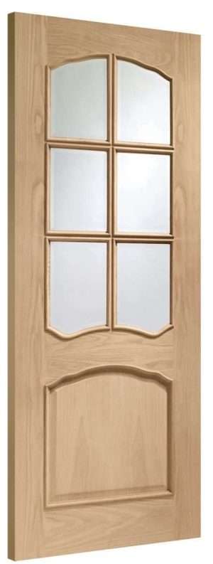 Internal Oak Riviera Door with Clear Bevelled Glass and Raised Mouldings - XL Joinery Doors