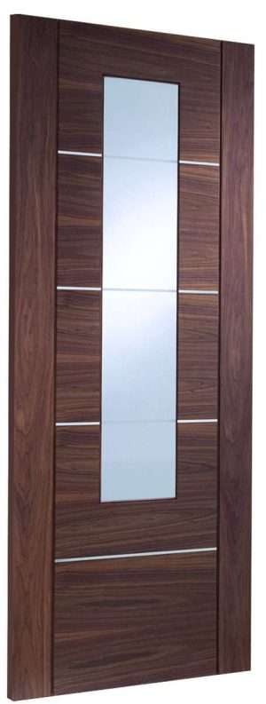 Internal Walnut Pre-Finished Portici Door with Clear Glass - XL Joinery Doors