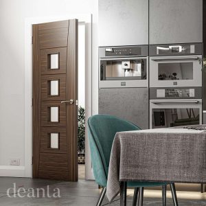 Pamplona Prefinished Walnut Glazed Internal Door FSC - Deanta Doors