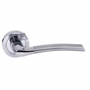 STATUS Indiana Lever on Round Rose - Satin Chrome/Polished Chrome