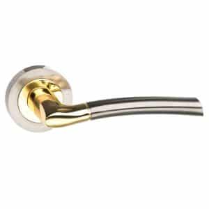 STATUS Indiana Lever on Round Rose - Satin Nickel/Polished Brass