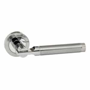 STATUS Dakota Lever on Round Rose - Satin Chrome/Polished Chrome