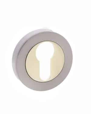 STATUS Euro Escutcheon on Round Rose - Satin Nickel/Polished Brass