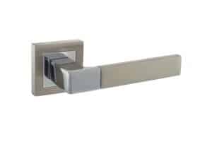 STATUS Montana Designer Lever on S4 Square Rose - Satin Nickel/Polished Chrome