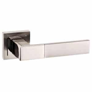 Senza Pari Casalli Designer Lever on Square Rose - Satin Nickel/Polished Nickel