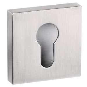 Senza Pari Euro Escutcheon on Flush Square Rose - Satin Nickel