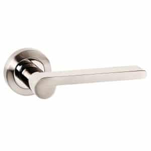 Senza Pari Darrio Designer Lever on Round Rose - Satin Nickel/Polished Nickel