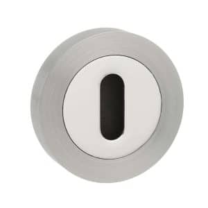 Senza Pari Key Escutcheon on Round Rose - Satin Nickel/Chome Plate