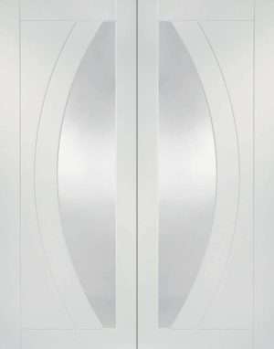 Internal White Primed Salerno Door Pair with Clear Glass